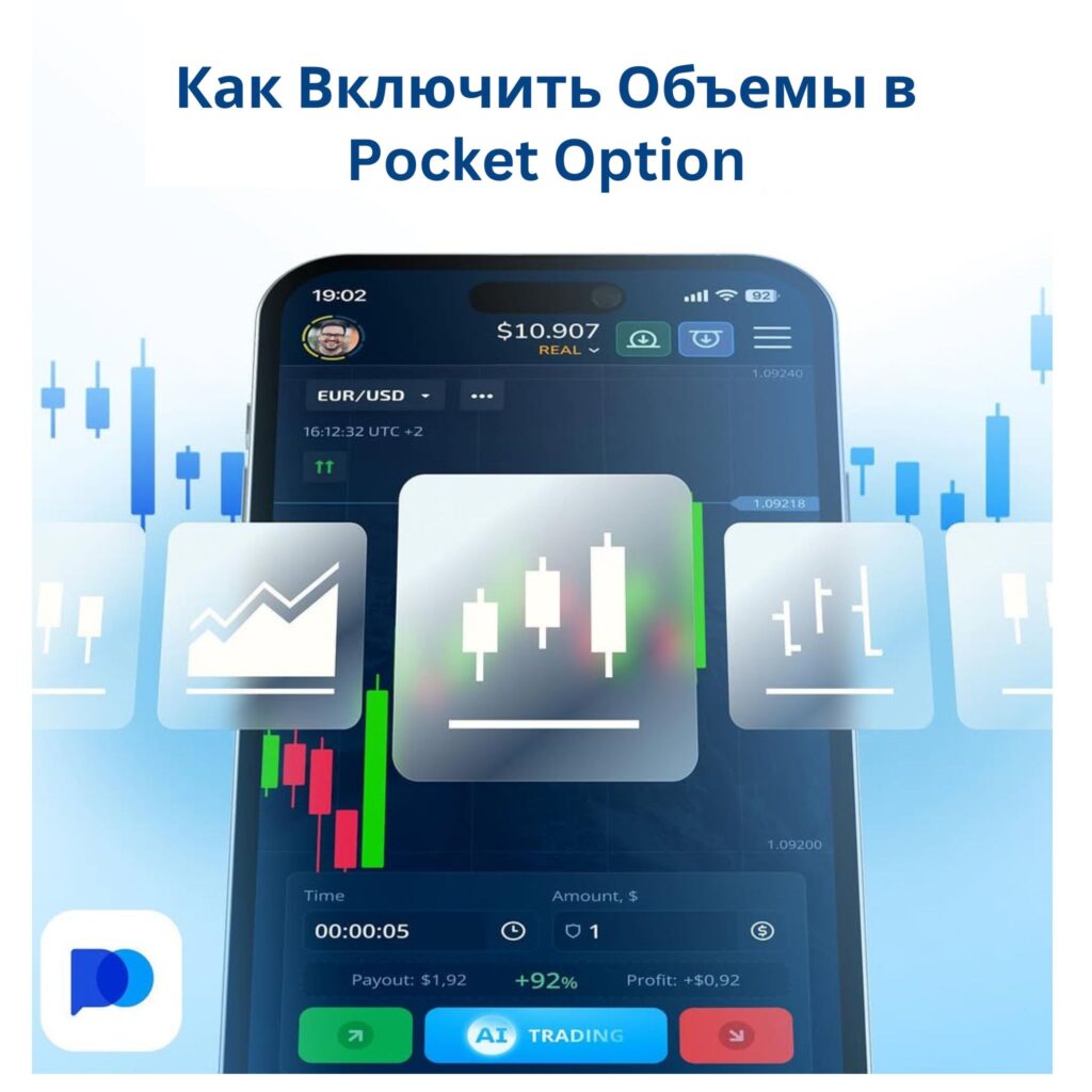 Как включить объемы в Pocket Option.